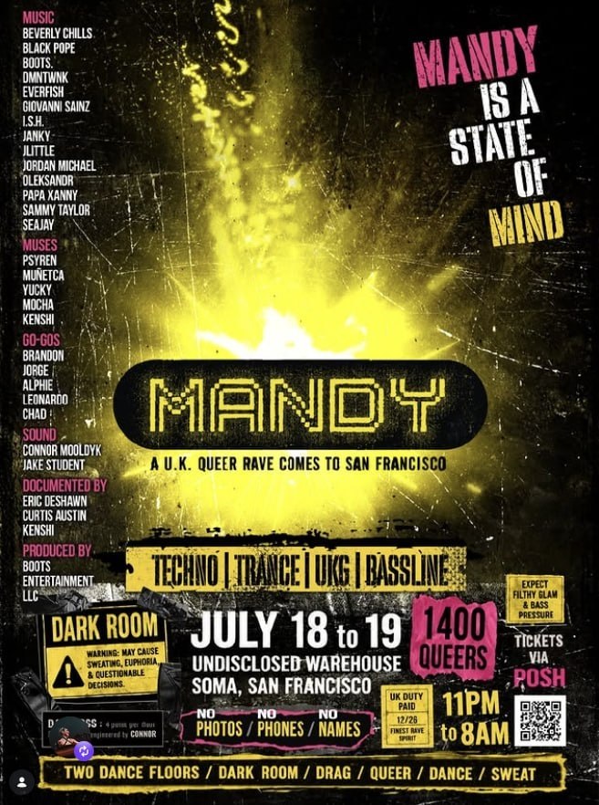 MANDY — A U.K. Queer Rave flyer